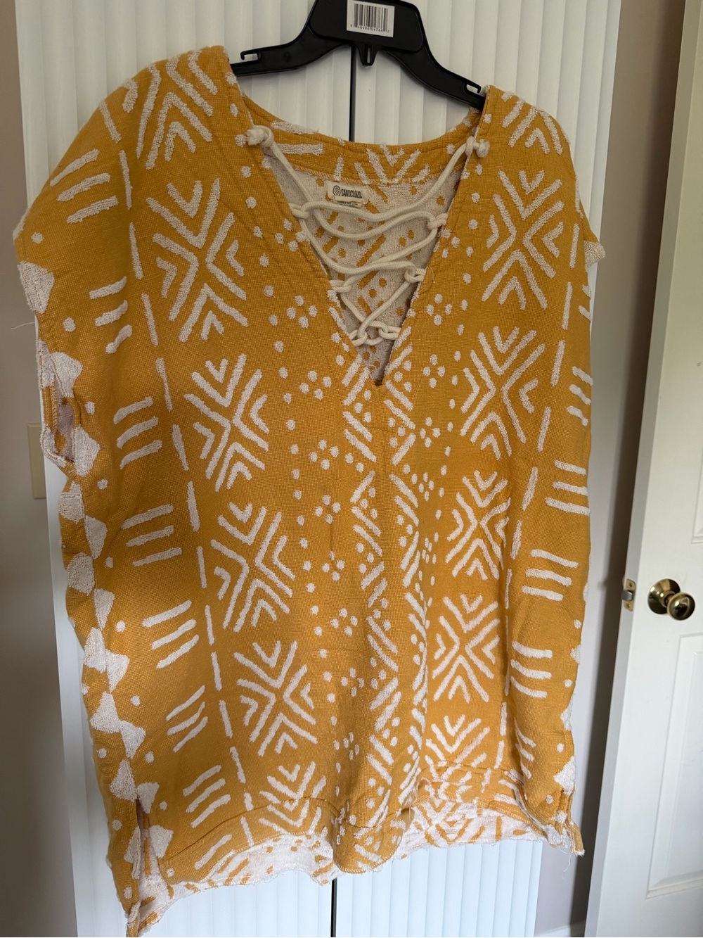 Like New - OS - SANDCLOUD Mustard Lace-Up V-Neck Swim Coverup - Women's